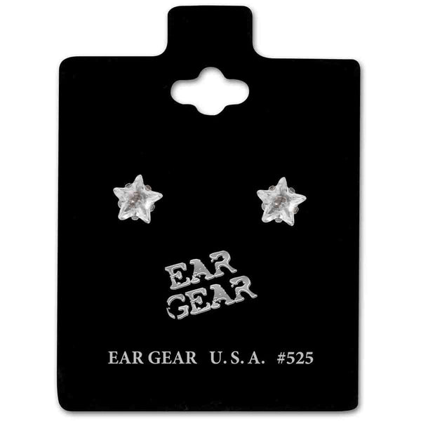 Ear Gear Silver Star Zirconia Earrings