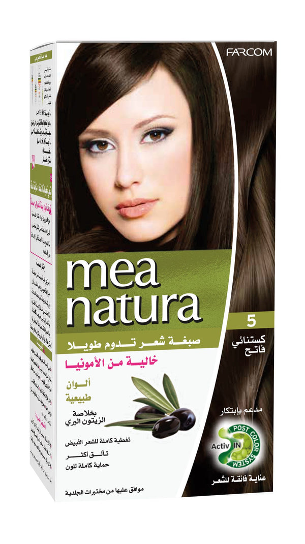 Mea Natura Hair Color Cream Kit Ammonia-Free Light Chestnut Shade 5