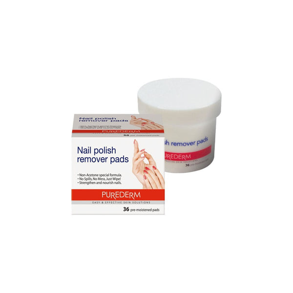 Purederm Nail Polish Remover Pads Acetone-Free Pre-Moistened 36 Count
