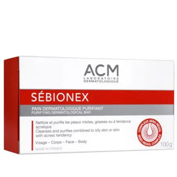 ACM Sebionex Purifying Dermatological Cleansing Bar Potassium Lauryl Sulfate Oily Skin 100g