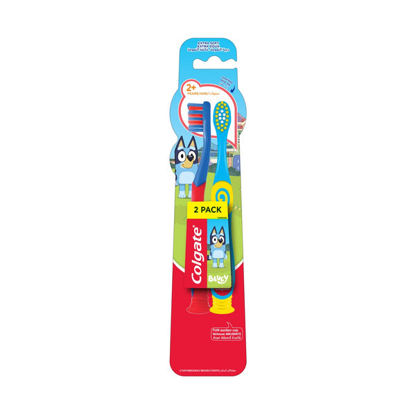 COLGATE Kids Bluey Toothbrushes, 2 Pack, Suitable for Ages 2+