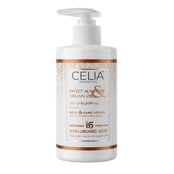 Celia Sweet Almond & Argan Oil Body and Hand Lotion, Hydrating Formula, 500 ml