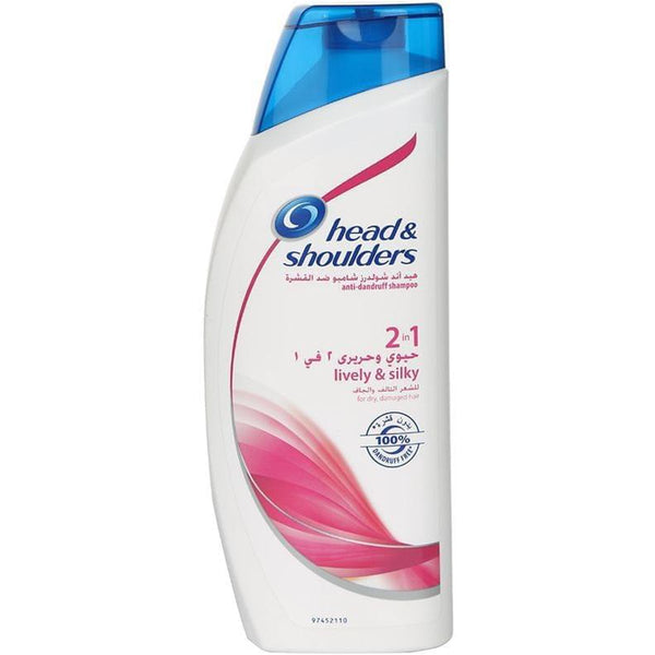 Head & Shoulders Lively and Silky Shampoo, Moisturizing Frizz Control, Dry Hair