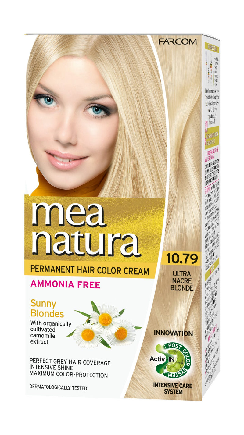 Mea Natura Permanent Hair Color Cream Pearl Platinum Blonde 10.79, 60 ml Kit