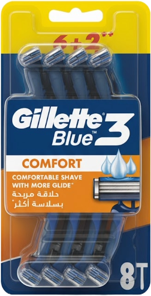 Gillette Blue 3 Razors 6 + 2 Free