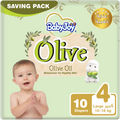 BabyJoy Olive Premium Baby Diapers Size 4 Olive Oil Moisturizer 10 Pack