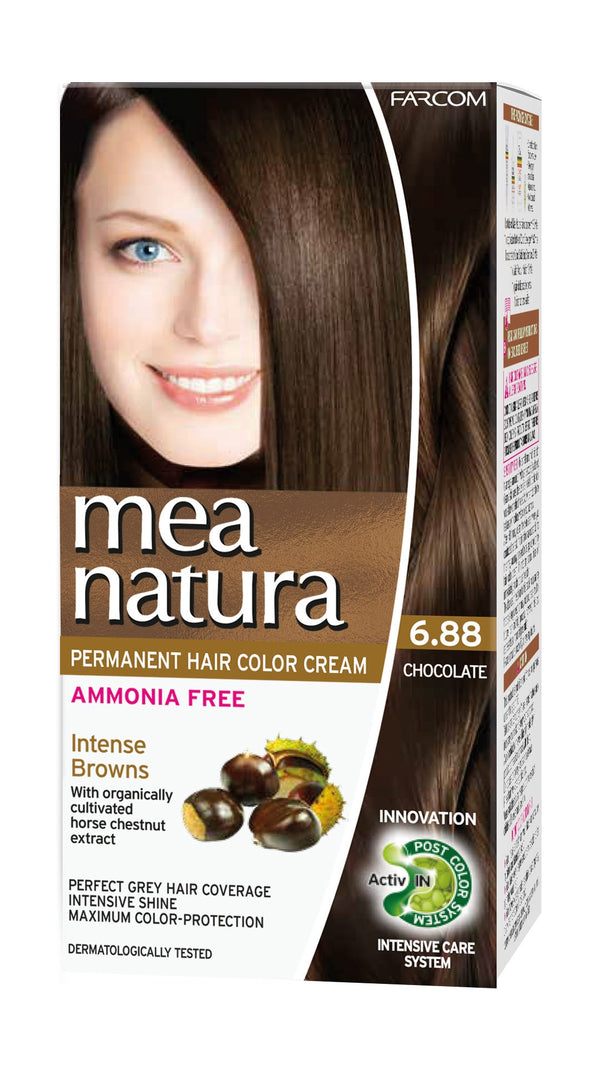 Mea Natura Hair Color 6.88 Chocolate Cream Permanent Dye Kit, Ammonia-Free, 60 ml