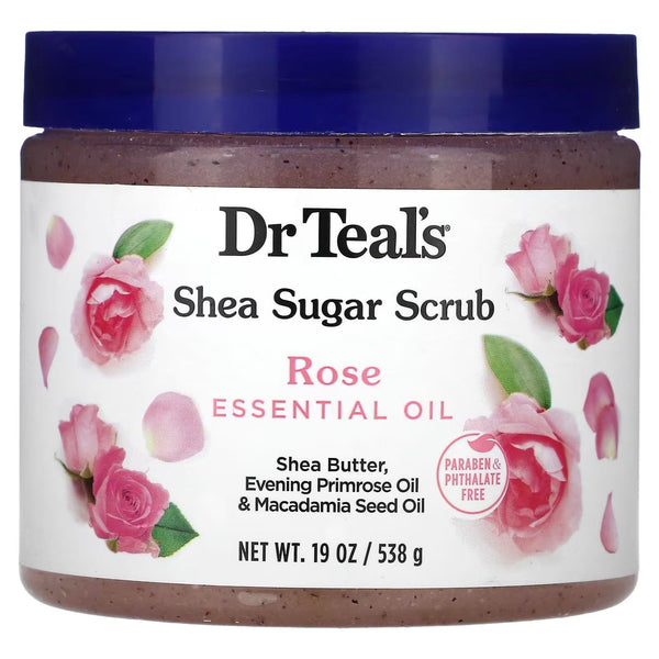 Dr. Teal's Shea Sugar Body Scrub Rose Oil Shea Butter 538 g