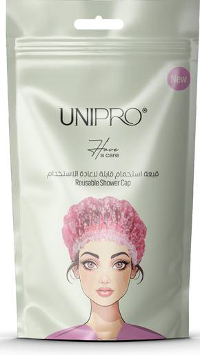 Unipro Plastic Shower Cap With Strap Reusable Waterproof Hair Cover, 1 Pc
