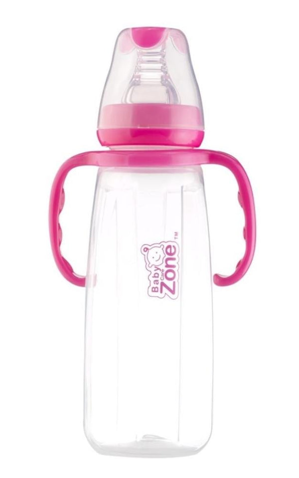 Baby Zone Plastic Feeding Bottle With Handles, 240 ml