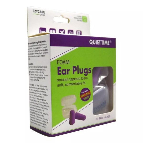 Ezy Care Quiet Time Foam Ear Plugs, Tapered Noise-Reducing Foam