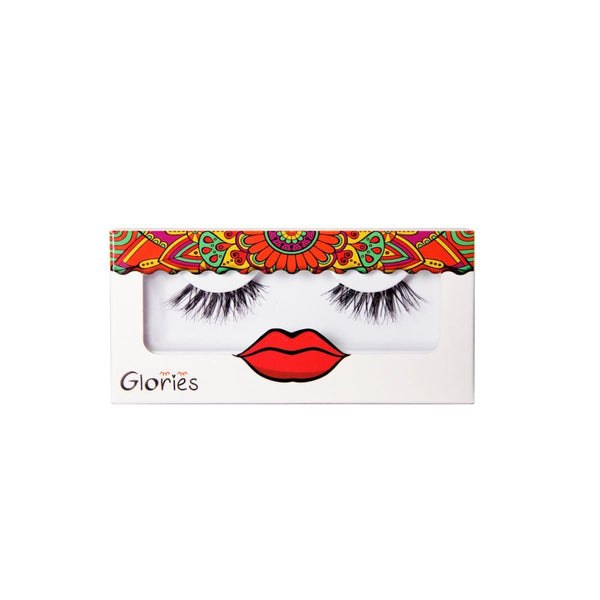 Glories Glamour False Eyelashes, Short Layered Natural-Look Human Hair, Reusable