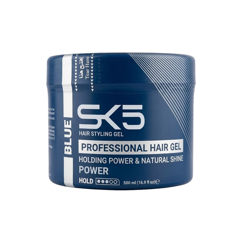 SK5 Professional Power Hold Hair Gel Strong Hold Natural Shine Blue 500ml