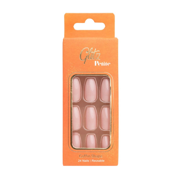 Glitz Petite Nails Coffin Press-On Nails Adhesive Backing Pink