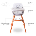 TEKNUM Premium Dual Height Wooden High Chair with 5-Point Harness, White