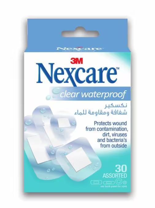 Nexcare Clear Waterproof Bandages Transparent Film 30 Pieces