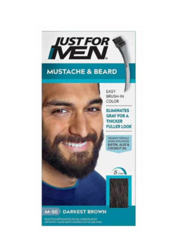 Just For Men Mustache & Beard Dye M-50 Extra Dark Brown Ammonia-Free Biotin Coconut Oil 28g
