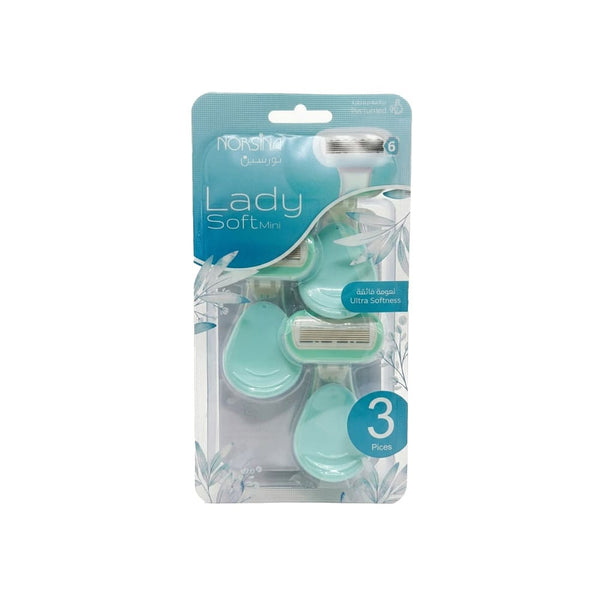 Norsina Lady Soft Mini Women's Razor 6-Blade Turquoise 3 Pieces