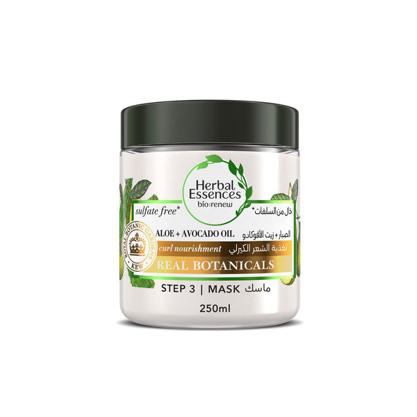 HERBAL ESSENCE Pure Aloe & Avocado Oils Curl Hair Mask, Sulfate-Free, 250ml