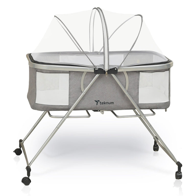 Teknum 3-in-1 Baby Cot Cradle Rocker Bassinet with Mosquito Net Dark Grey