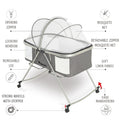 Teknum 3-in-1 Baby Cot Cradle Rocker Bassinet with Mosquito Net Dark Grey