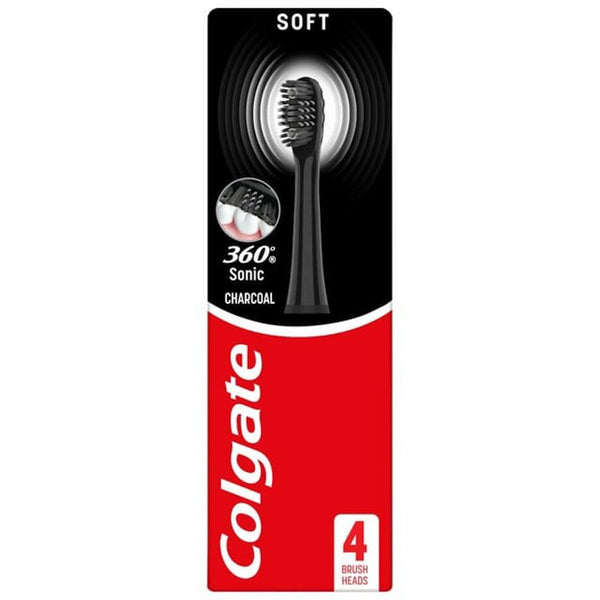 Colgate 360 Charcoal Replacement Toothbrush Heads Soft Bristles Sonic Cleaning 2 Pieces