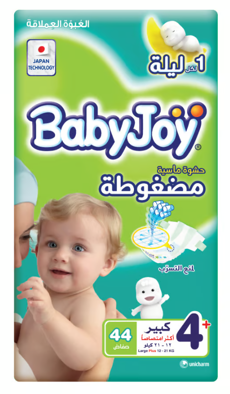 Baby Joy Size 4+ Jumbo Pack Diapers, 44 Count