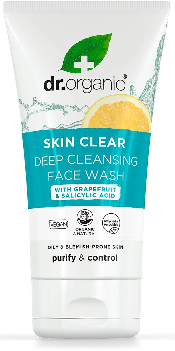 Dr Organic Skin Clear Face Wash Liquid Cleanser for Oily Skin 125ml