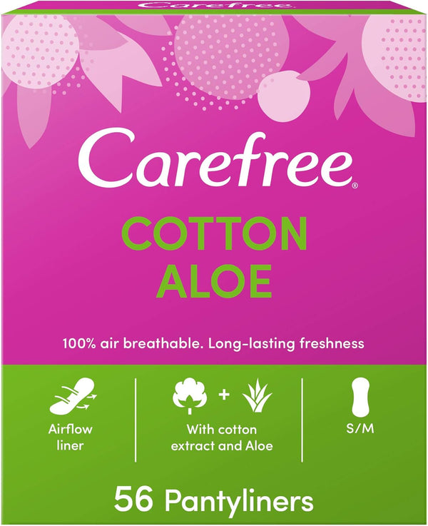 Carefree Aloe Vera Daily Medium Panty Liners, Lightly Scented, 56 Count