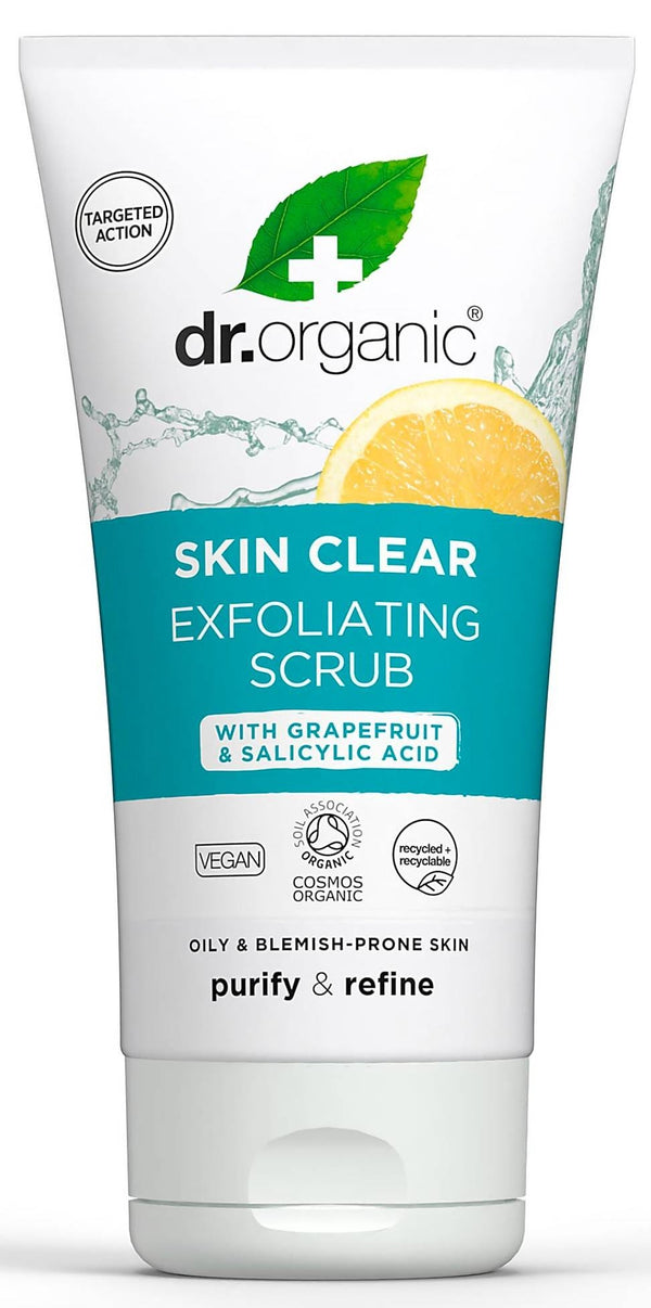 Dr Organic Skin Clear Exfoliating Scrub, Blemish-Prone Skin, 150ml