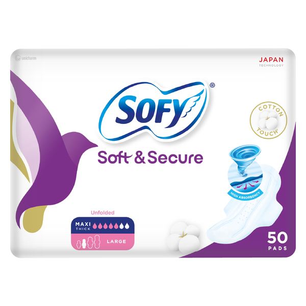 Sofy Soft & Secure Maxi Sanitary Pads Large With Wings 50 Pads
