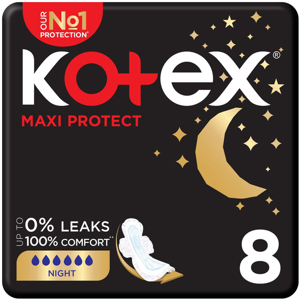 Kotex Over Nites XL/S Maxi Thick Night Pads Soft Cover 8 Pieces