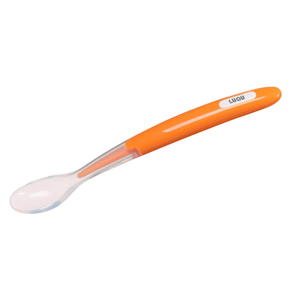 Luqu Silicone Baby Feeding Spoon, Orange, BPA-Free