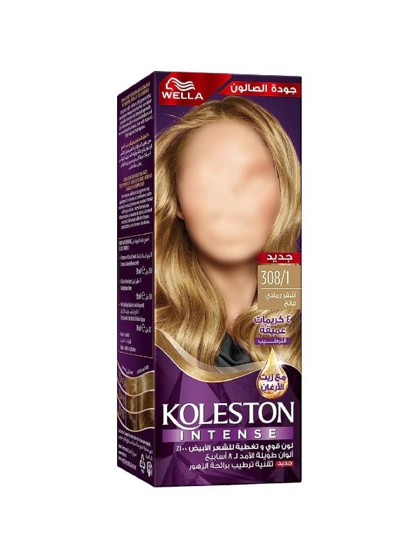 Koleston Light Ash Blonde Hair Dye 308/1 Permanent Color with Argan Oil