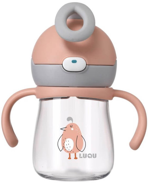 Luqu Tritan Straw Cup Leak-Resistant Slide Opening Pink 220ml