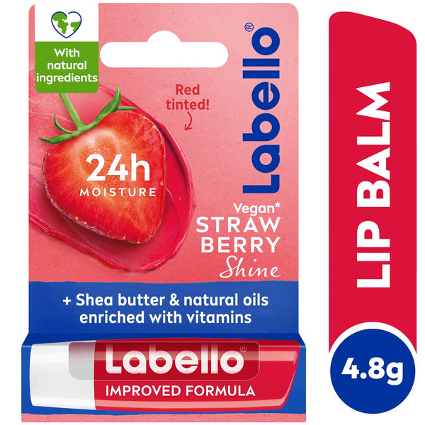 Labello Lip Stick Strawberry Shine Shimmery Lip Balm Hydra IQ Strawberry 4.8g