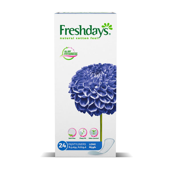 Freshdays Long Panty Liners Cotton Feel Breathable 24 Pieces