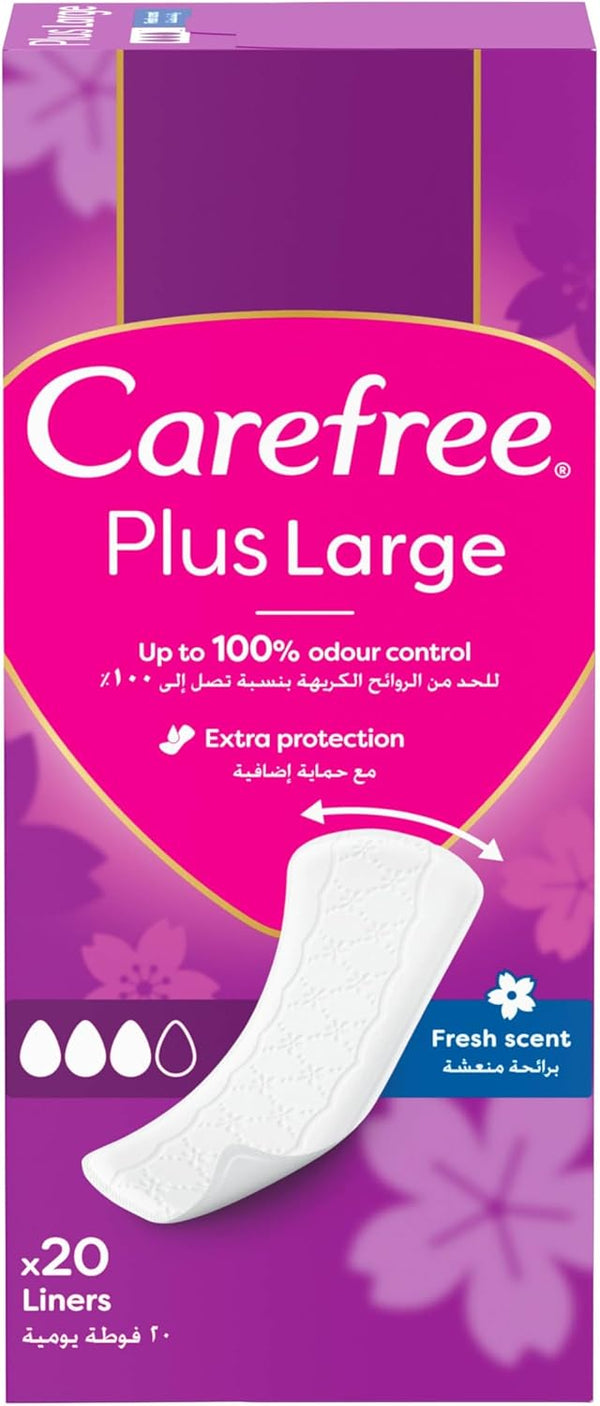 Carefree Plus Large Panty Liners Fresh Scent Dermatologically Tested Pack of 20