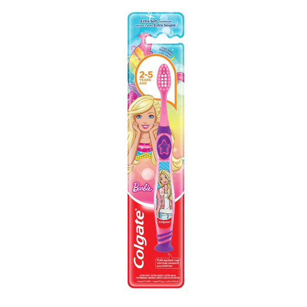 Colgate Kids Barbie Toothbrush Extra Soft Bristles, Suction Cup Base, 6+ Years
