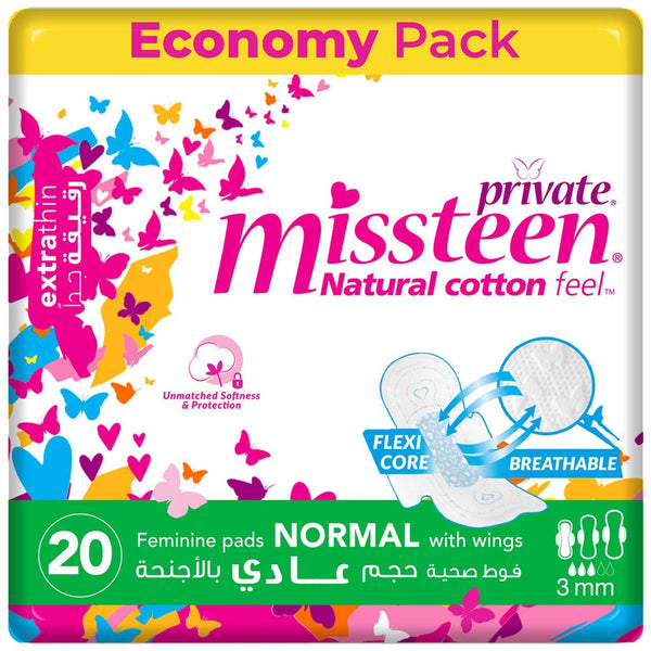 Private Miss Teen Extra Thin Sanitary Pads, 20 Pack