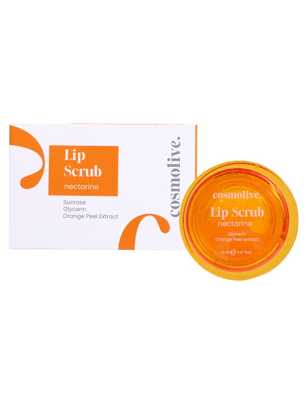 Cosmolive Nectarine Lip Moisturizer and Scrub, Exfoliating Formula, Glycerin, Nectarine & Orange Peel