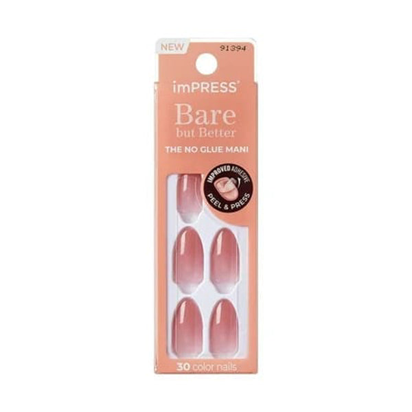 KISS Nails imPRESS Bare IMCB02 Nude Nude Medium Coffin Press-On Nails, 28-Piece Kit