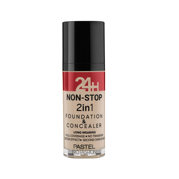 Pastel 24h Non Stop 2-in-1 Foundation Concealer Creamy High Coverage 601 Pale Ivory