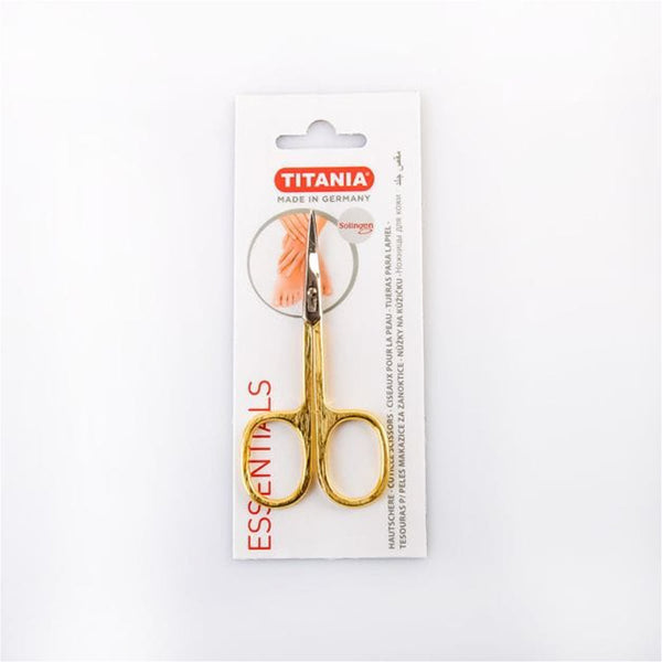 Titania Curved Gold-Plated Nail Scissors 1050/3GN Precision Nail Care Made in Germany