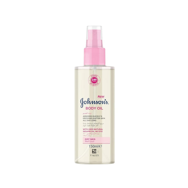 Johnson's 24 Hour Moisturizing Body Spray Oil, Almond & Soybean Oils, 150ml