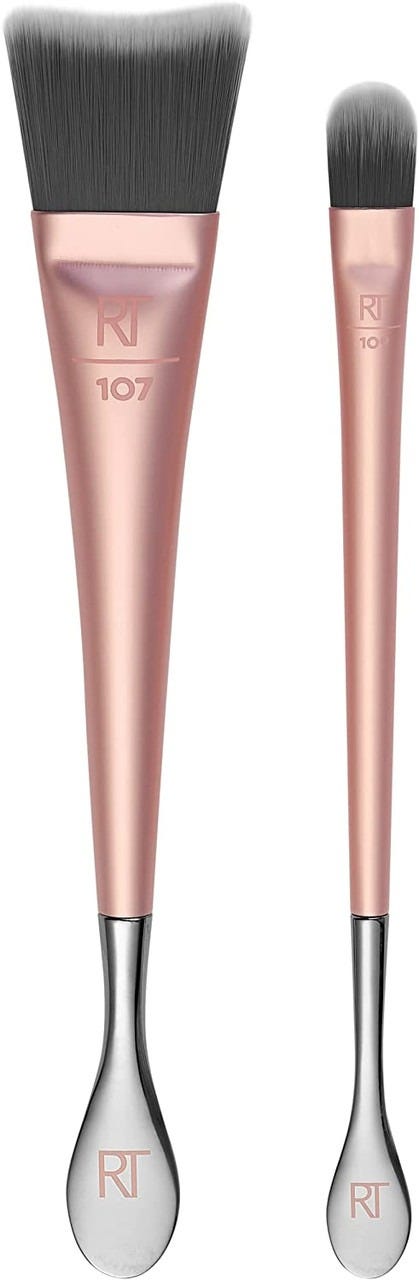 Real Techniques Skincare Brush Duo Dual-Ended UltraPlush Face and Eye Brushes, 2 Piece Set