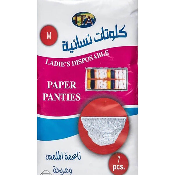ITA Disposable Paper Panties for Women, Hygienic Single-Use Underwear, Medium, 7 Pieces