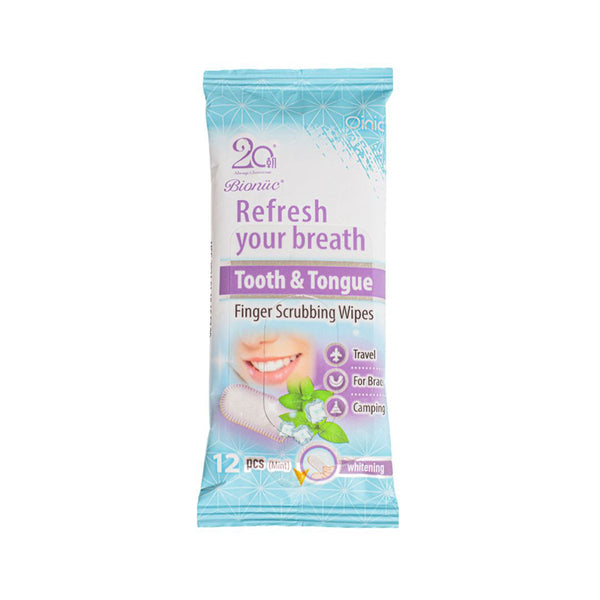 Bionuc Finger Scrubbing Wipes Mint Oral Cleaning Wipes, Menthol Lactate and Kaki Fruit Extract, 12 Wipes