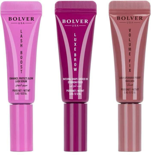 Bolver Mini Trio Eye Makeup Kit Mascara Lash Serum Transparent Brow Fixer