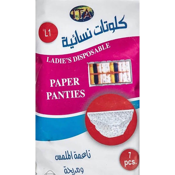 ITA Disposable Paper Panties for Women, Hygienic Single-Use Underwear, Large, 7 Pieces